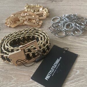 PrettyLittleThing Metallic Chain Belt Duo
